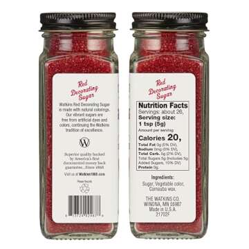 Watkins Red Decorating Sugar, Non-GMO, Kosher, 4.7 Ounce Jar, 1-Pack