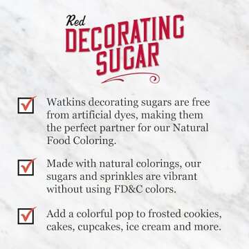 Watkins Red Decorating Sugar, Non-GMO, Kosher, 4.7 Ounce Jar, 1-Pack