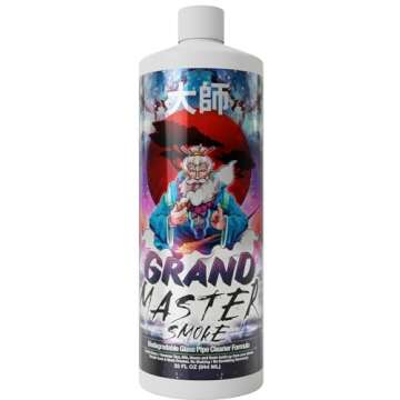 GRAND MASTER SMOKE 32oz Soak & Wash Glass Pipe Cleaner - Cleanse, Deodorize, Restore - No Shaking/No Scrubbing