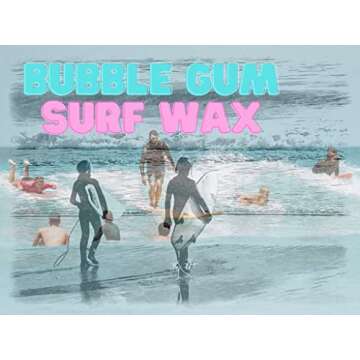 Bubble Gum Surf Wax Original Formula | Superior Adhesion Surfboard Wax, Classic Bubble Gum Scented, and Hand Poured in California | 6 Pack (Cool)