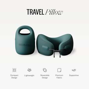 PIXIE MOOD Every Think Travel and Airplane Neck Pillow, Memory Foam, Support, Neck, Head Chin - Soft, Lightweight, Washable, Easy-to-Carry