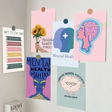 Mental Health Awareness Wall Collage Kit - Mental Health Room Decor - Mental Health Aesthetic Pictures - Motivational Wall Art,Mental Health Gifts for Teen Girls(50 Set 4x6 inch)