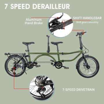 Folding Tandem Bike - 7 Speed with Dual Drive