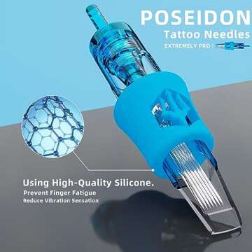 Poseidon 50Pcs Tattoo Cartridge Needles Assorted Mixed Size Round Liner Shader Magnum Curved/Round Mag # 12 Standard 3RL 5RL 7RL 9RL 5RS 7RS 9RS 7RM 9RM 9M1 Disposable Membrane for Tattoo Pen