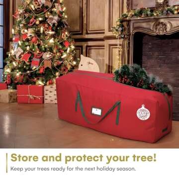 HOLIDAY SPIRIT Heavy Duty Canvas Bags for Christmas Tree - Waterproof Storage Bag with Reinforced Handles and Dual Zipper for 9 Ft Tree - 600D Oxford Material Protects from Dust and Moisture, Red