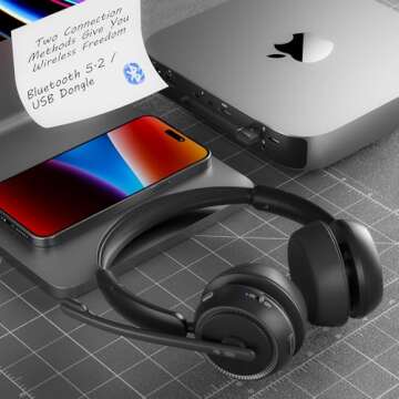 Dytole Wireless Headset with Microphone for Work