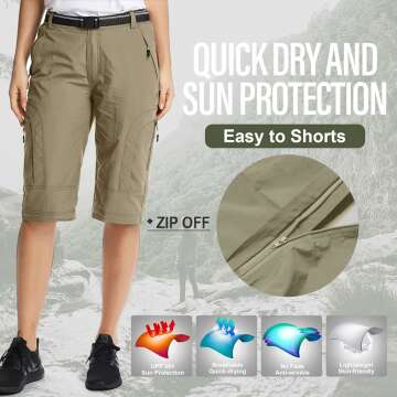 Quick Dry Women's Hiking Pants - Lightweight & Zip-Off