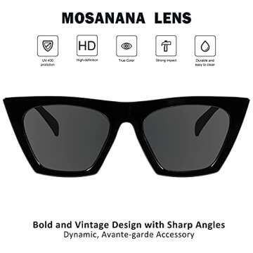 Mosanana Women’s Cat Eye Sunglasses - Retro 90s Style