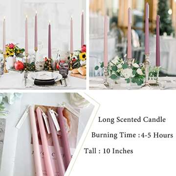 4 PCS Romantic Rose Scent Scented Pink Gradient Color Scented Taper Candles Smokeless Candle Long Candles Colored Taper Candles for Decor Wedding,Festival and Special Occasions,10 INCH