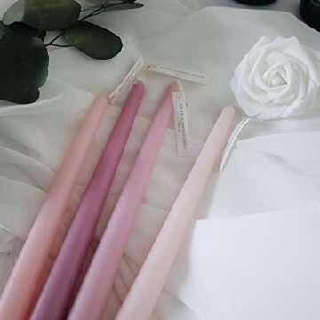 4 PCS Romantic Rose Scent Scented Pink Gradient Color Scented Taper Candles Smokeless Candle Long Candles Colored Taper Candles for Decor Wedding,Festival and Special Occasions,10 INCH