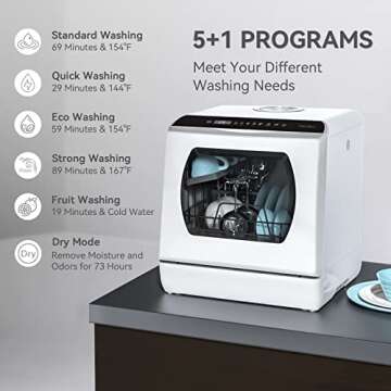 Portable Hermitlux Dishwasher - 5 Wash Programs