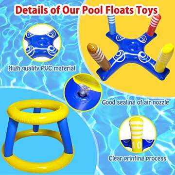 Runwosen 20 PCS Pool Toys Games for Kids Adults and Family, Floating Basketball Hoop&Inflatable Pool Ring Toss Game Toys, Summer Party Swimming Pool Water Games