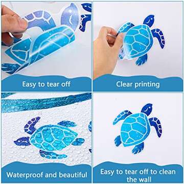 Nuanchu 28 Pcs Under The Sea Wall Decals Glow in The Dark Sea Turtle Ocean Grass Seaweed Jellyfish Peel Stick Underwater Wall Decoration for Kids Bedroom Bathroom Toilet (Vivid Style)