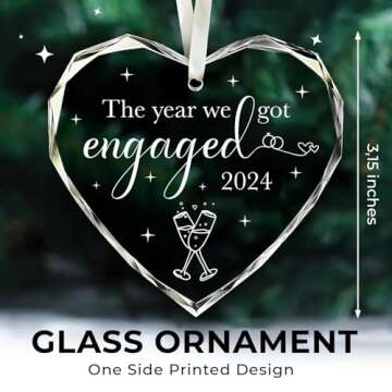 NewEleven Engagement Gifts for Couples 2024 - First Christmas Engaged Gifts for Her - Engagement Gift for Newly Engaged Couples, Her, Women, Friends, Bride to Be Gifts, Glass Christmas Ornaments