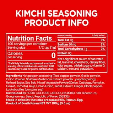 SEOUL SISTERS KIMCHI SEASONING MIX, 3.5 oz (100g) 1EA - Rich in Probiotics, Perfect for BBQ, Meat, Chicken, and Vegetables