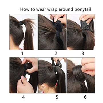 Straight Wrap around Ponytail Black blonde Ombre Hair Extensions 22inches Long Hairpiece for Women Girl Gift 22 Inch (Pack of 1), Straight- Natural black+dark blonde)