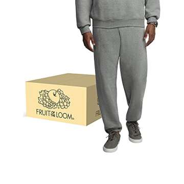 Fruit of the Loom Men's Eversoft Fleece Elastic Bottom Sweatpants with Pockets, Relaxed Fit, Moisture Wicking, Breathable, 12 Pack-Grey Heather, Small