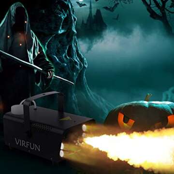 Fog Machine, 6 LED Lights with 12 Colors Effect, VIRFUN Smoke Machine with Wireless&Wired Remote Control for Parties Halloween Wedding and Stage Effect, 500ml Tank