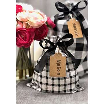 Appleby Lane Fabric Gift Bags (Standard Set, Plaids & Stripes) Set of 5 100% Cotton bags, three 16"x12" and two 10"x8"