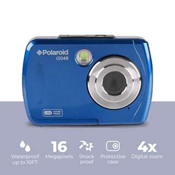 Polaroid IS048 Digital Camera - Small Lightweight Waterproof Instant Sharing 16 MP Digital Portable Handheld Action Camera (Red)