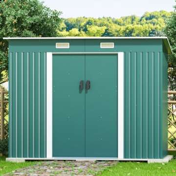 JAXPETY 4.2' x 9.1' Outdoor Storage Shed Garden Utility Tool Storage House Backyard Lawn with Sliding Door, Green