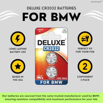 Key Fob Replacement Batteries for BMW (1-9 Series X1 X2 X3 X4 X5 X6 X7 XM iX i3 i4 i7 i8 M3 M5 M8) Key Remote (Pack of 2) (Check Fitment Guide)