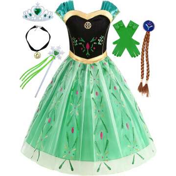 Princess Anna Costumes for Girls Frozen Princess Fancy Dress up Halloween Carnival Snow Party Cosplay 3-10Y