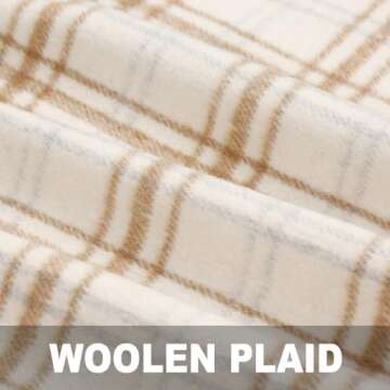 Plaid Skirt for Women 2024 High Waisted Cute Short Tartan Warm Wool Fall Winter Mini Skirt (Beige, XS)