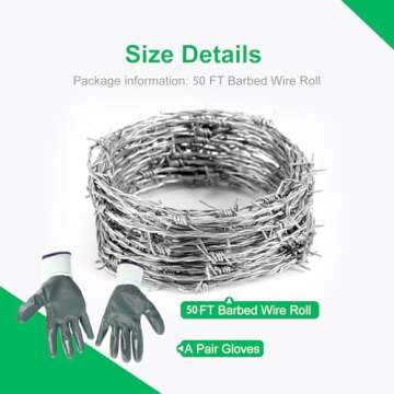 Suvunpo 50FT Barbed Wire with Gloves for Crafts