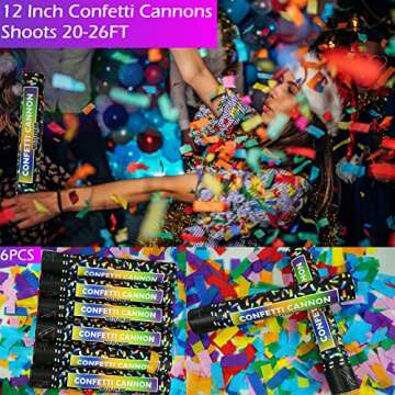 Biodegradable Confetti Cannon 6 Pack Multicolor Party Popper Shooters,12 Inch Large Confetti Cannon for Wedding Celebration Birthday Celebration Baby Shower Decorations Christmas New Year Graduation