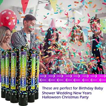 Biodegradable Confetti Cannon 6 Pack Multicolor Party Popper Shooters,12 Inch Large Confetti Cannon for Wedding Celebration Birthday Celebration Baby Shower Decorations Christmas New Year Graduation