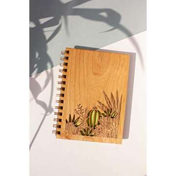 Cactus Garden Hardcover Journal with Blank Pages [Spiral Desert Botanical Garden Writing Notebook, Wood Nature Adventure Sketchbook for Men, Small Mindfulness Health Diary for Women, Made in the USA]