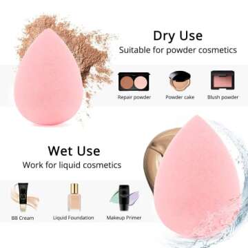 Mystic Orchard Beauty Blender Makeup Sponges Set 8 Pcs for Liquid, Cream, and Powder, Multi-colored Makeup Sponge box Pink