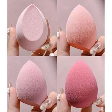 Mystic Orchard Beauty Blender Makeup Sponges Set 8 Pcs for Liquid, Cream, and Powder, Multi-colored Makeup Sponge box Pink