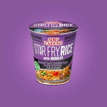 Nissin Cup Noodles Stir Fry Rice with Noodles, General Tso's Chicken, 2.68 Ounce (Pack of 6)