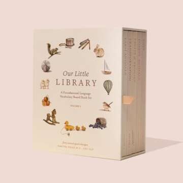 Our Little Library: A Foundational Language Vocabulary Board Book Set for Babies, Including Farm Animals, Forest Animals, Fruits and Veggies, Toys, and Transportation (Our Little Adventures Series)