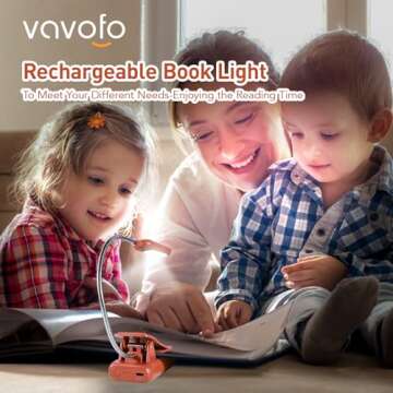 VAVOFO Rechargeable Book Light - 7 LED Eye Care Lamp for Reading