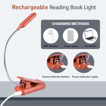 Rechargeable Book Light with 7 LEDs for Reading