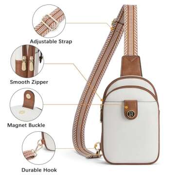 BOSTANTEN Small Sling Bag Crossbody Bags for Women Trendy Crossbody Purse Leather Chest Bag, Beige