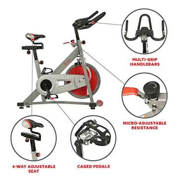 Sunny Health & Fitness Pro II Indoor Cycling Bike with Device Mount and Advanced Display – SF-B1995, Silver