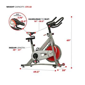 Sunny Health & Fitness Pro II Indoor Cycling Bike with Device Mount and Advanced Display – SF-B1995, Silver