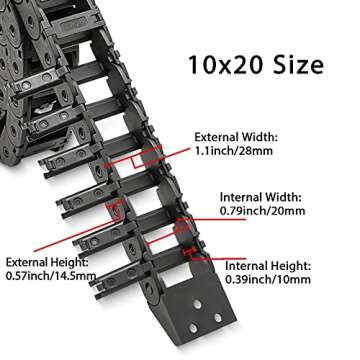 39.3 inch Carrier Drag Chain Cable Wire R18 10x20mm (Inn H x W) Plastic Black Open Type for CNC Router Mill and 3D Printer,Wire Carrier Cable with Extra 1 Pair Connectors,1pc Screwdriver,12 Screws