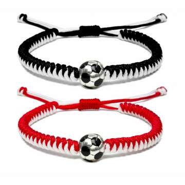 MANYC Soccer Bracelets for All Ages - Stylish Black & Red Team Spirit Gifts