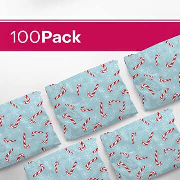 Package Mint Christmas Poly Mailers 10 x 13 100 Pack | Waterproof & Tear Resistant Mailing Envelopes for Small Business | Shipping Bags for Clothes | Cute Shipping Bags for Small Business - Candy Cane