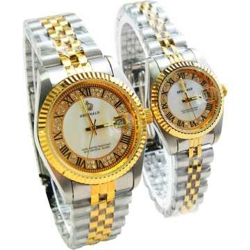 Luxury Couple Watch - Waterproof Quartz Date & Rhinestones