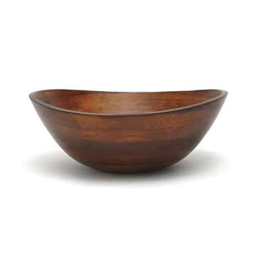 Lipper International Cherry Finished Wavy Rim Serving Bowl for Fruits or Salads, Matte, Large, 13" x 12.5" x 5", Single Bowl