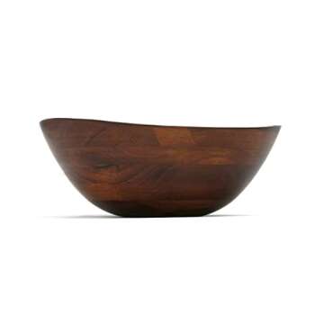 Lipper International Cherry Finished Wavy Rim Serving Bowl for Fruits or Salads, Matte, Large, 13" x 12.5" x 5", Single Bowl