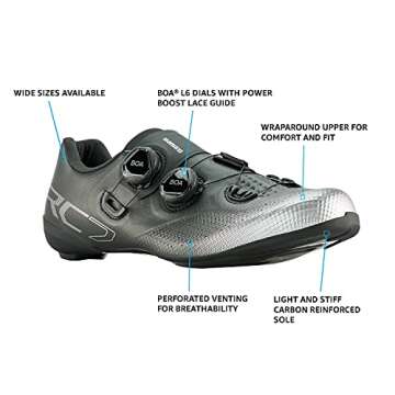 SHIMANO SH-RC702 Competition-Level Men's Road Cycling Shoe, Black, 10-10.5