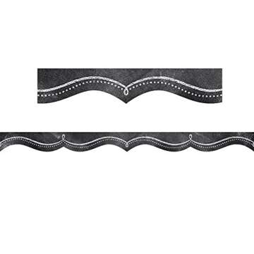 CTP Chalk It Up! Dotted Swirl Bulletin Board Border/Trimmer, Black/White Border, 35 Feet (Creative Teaching Press 0249)