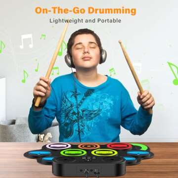 BESFAN Portable 9 Pads Electronic Drum Set for Kids